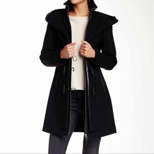Mackage Wool Leather Trim Coat — Removable Hood Sz Sm